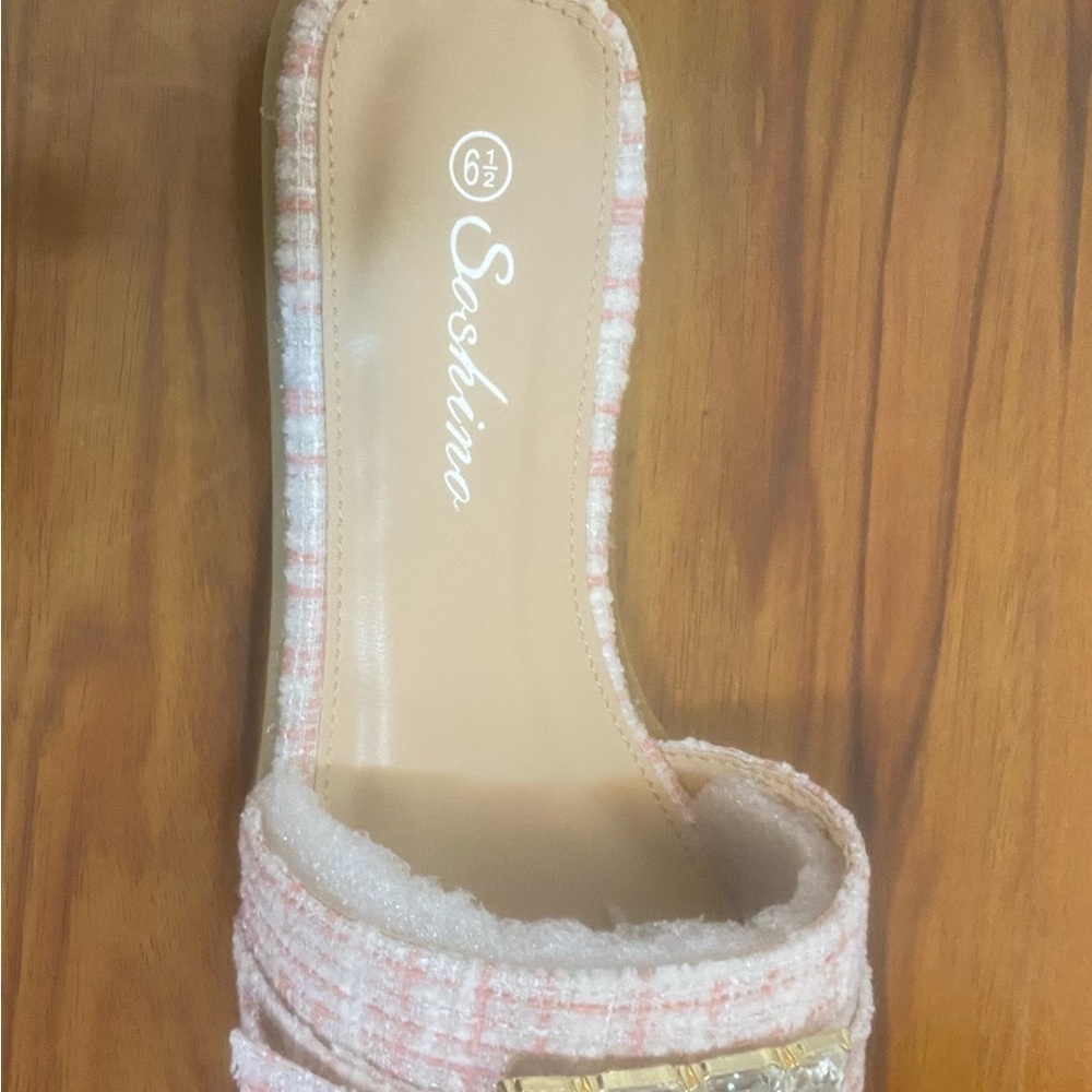 Pink Tweed Slide Sandals - Picture 5 of 5